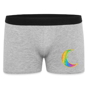 Regenbogen Mond Glitzer Design - Männer Boxer Shorts - Grau meliert - Vorne