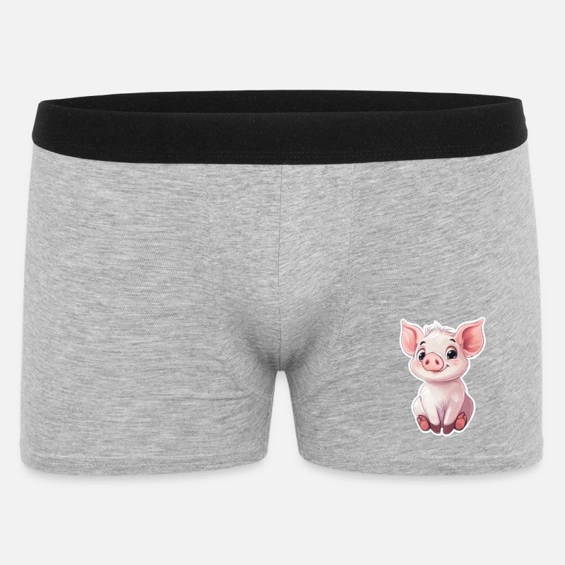 Schwein Ferkel - Männer Boxer Shorts - Grau meliert