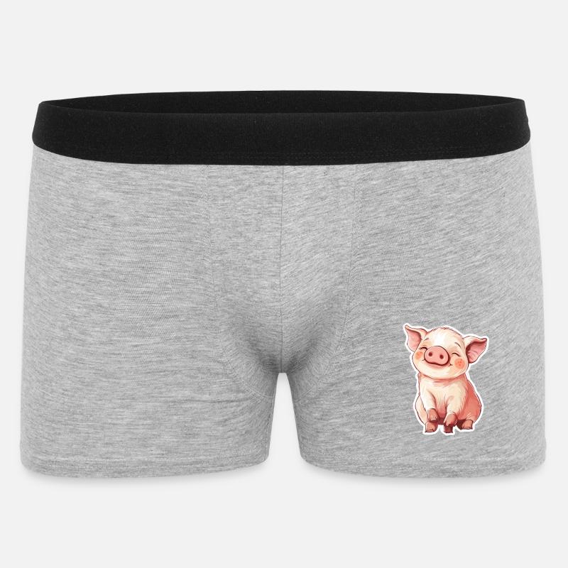 Schwein Ferkel - Männer Boxer Shorts - Grau meliert