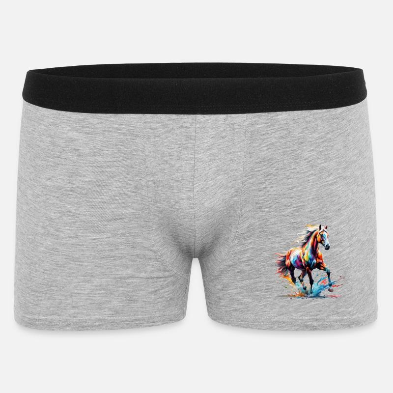 Buntes Haflinger Pferd Kunst Design - Männer Boxer Shorts - Grau meliert
