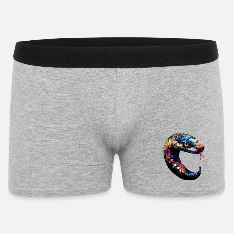 Schlange Python Kobra Klapperschlange Schlangen - Männer Boxer Shorts - Grau meliert