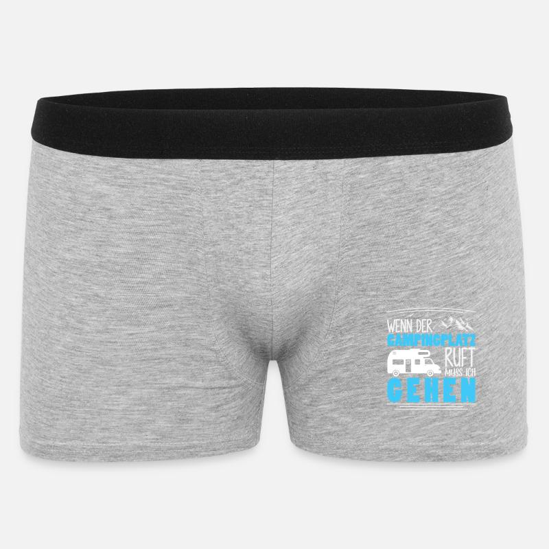 Camper Camping Wohnwagen Spruch - Männer Boxer Shorts - Grau meliert