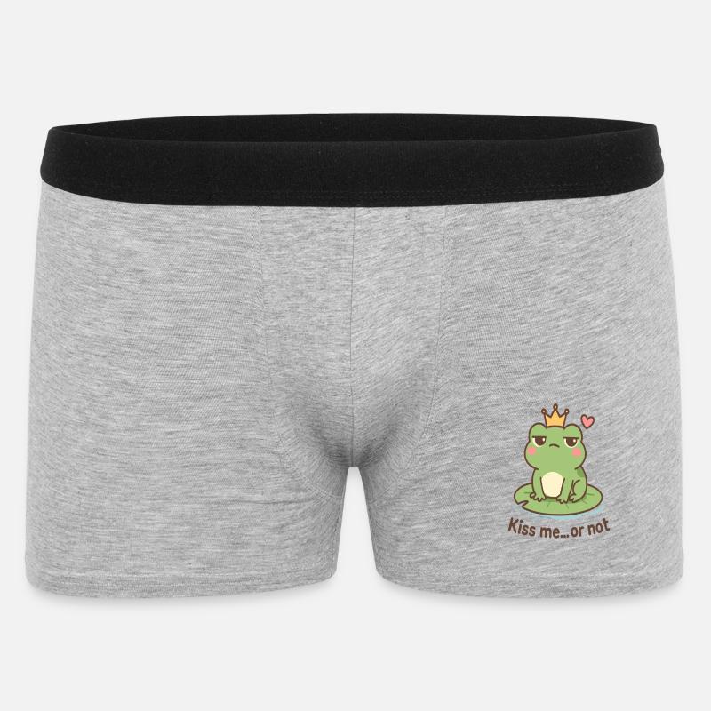 Kussfrosch König – Küss mich oder nicht - Männer Boxer Shorts - Grau meliert