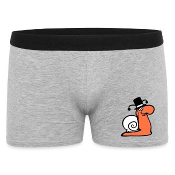 Mr Schnecke Sir Herr reich Monokel Brille Zylinder - Männer Boxer Shorts - Grau meliert - Vorne
