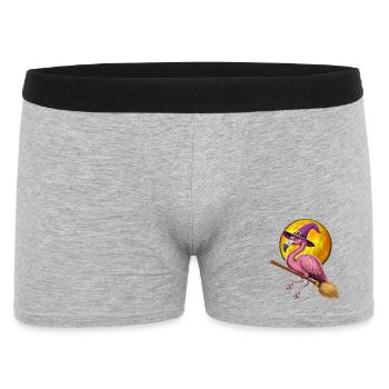 Flamingo Witch Riding Broom - Men's Boxer Shorts - heather grey - Front