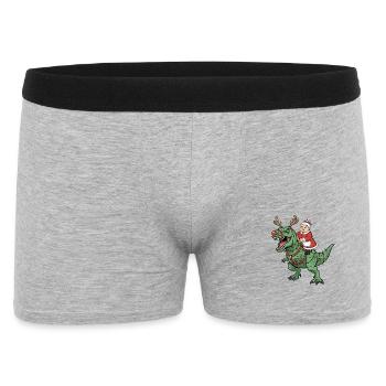 La mère Noël chevauche un T-Rex Funny Christmas Dino Sow - Boxer Homme - gris chiné - Devant