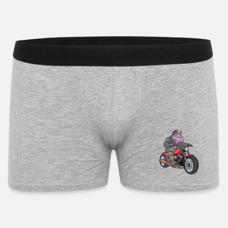 Nilpferd Motorrad - Männer Boxer Shorts - Grau meliert