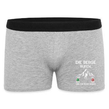 Die Berge rufen und ich muss gehen zum Gipfel - Männer Boxer Shorts - Grau meliert - Vorne