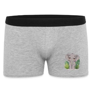 Kleiner Elefantenfreund im Dschungel - Männer Boxer Shorts - Grau meliert - Vorne
