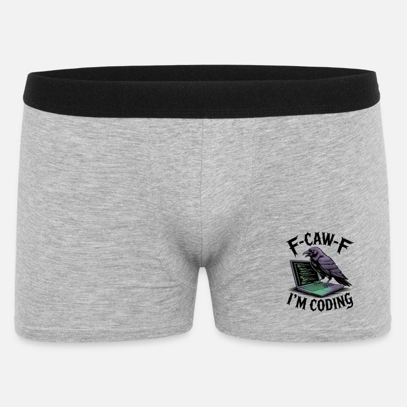 RabenCoder: Code Raven am Laptop - Männer Boxer Shorts - Grau meliert