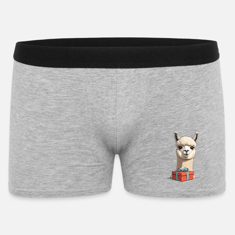 Alpaka mit Geschenk - Männer Boxer Shorts - Grau meliert