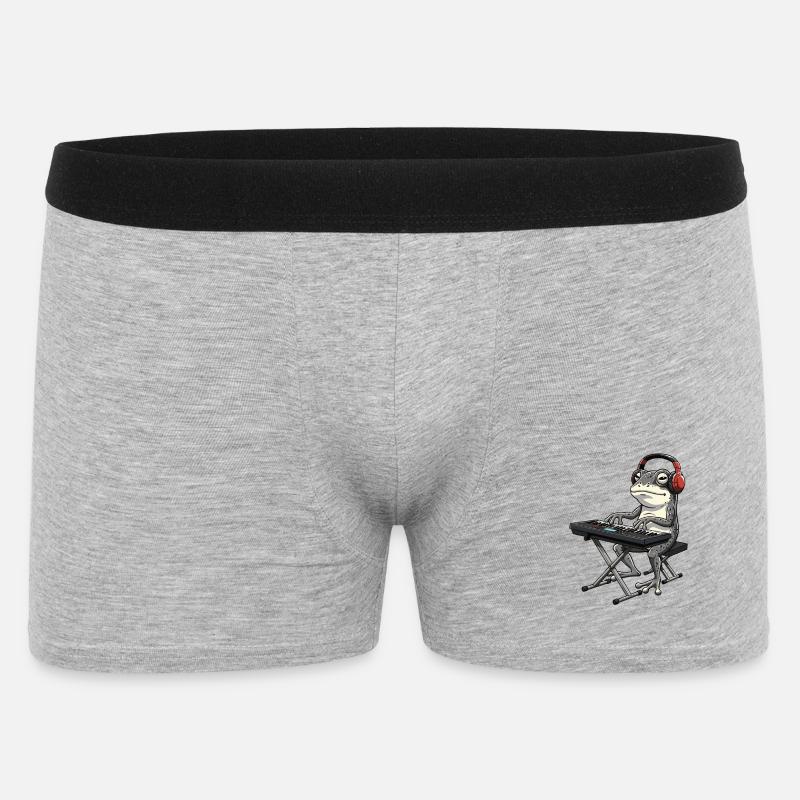 Frosch mit Keyboard und Kopfhörern - Männer Boxer Shorts - Grau meliert