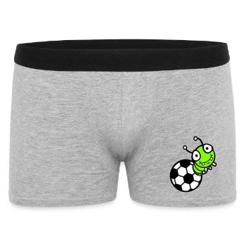 Raupe Fußball Loch Ball Comic lustig süß Sport süß - Männer Boxer Shorts - Grau meliert - Vorne
