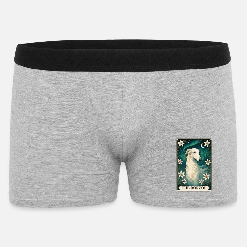 Borzoi - Männer Boxer Shorts - Grau meliert