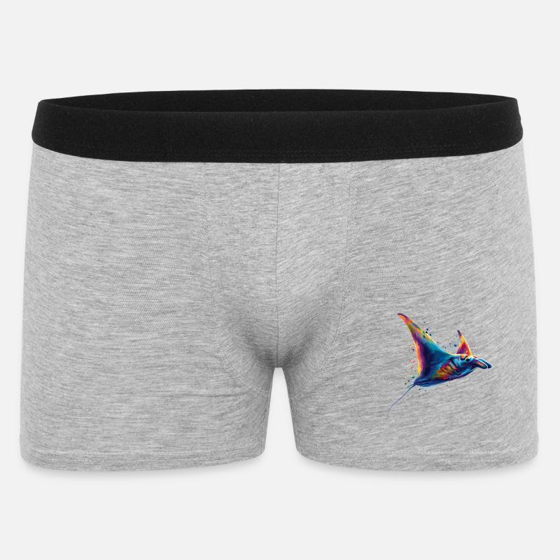 Manta Rochen Teufelsrochen Stachelrochen Taucher - Männer Boxer Shorts - Grau meliert