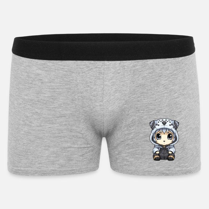 Schneeleopard Winter leopard Baby - Männer Boxer Shorts - Grau meliert