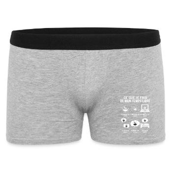 Was ich in meiner Freizeit mache: Jägerhumor - Männer Boxer Shorts - Grau meliert - Vorne