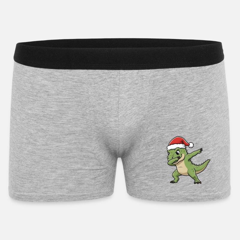 Weihnachts T-Rex Dab - Männer Boxer Shorts - Grau meliert