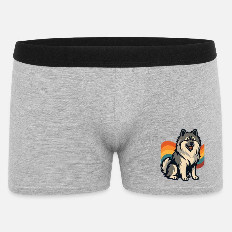 Deutscher Spitz Hund im Regenbogen Hintergrund - Männer Boxer Shorts - Grau meliert
