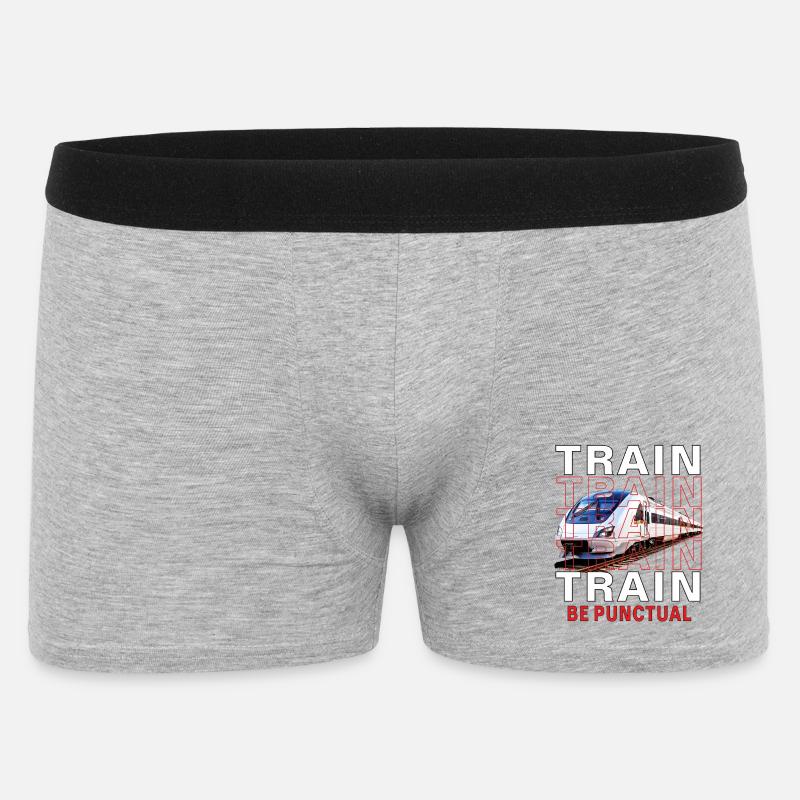 ZUG TRAIN BE PUNCTUAL - Männer Boxer Shorts - Grau meliert