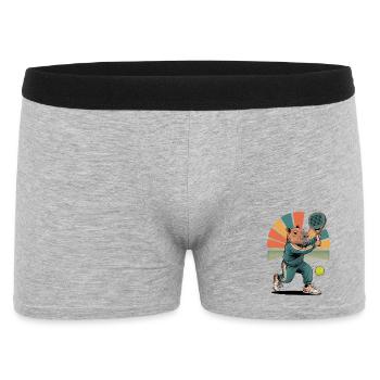 Capybara plays padel tennis in retro style - Men's Boxer Shorts - heather grey - Front