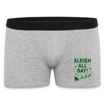 Sleigh All Day Lustige Weihnachtssprüche - Männer Boxer Shorts - Grau meliert - Vorne