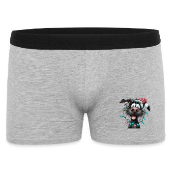 Weihnachtswuff mit Lichterkette - Männer Boxer Shorts - Grau meliert - Vorne