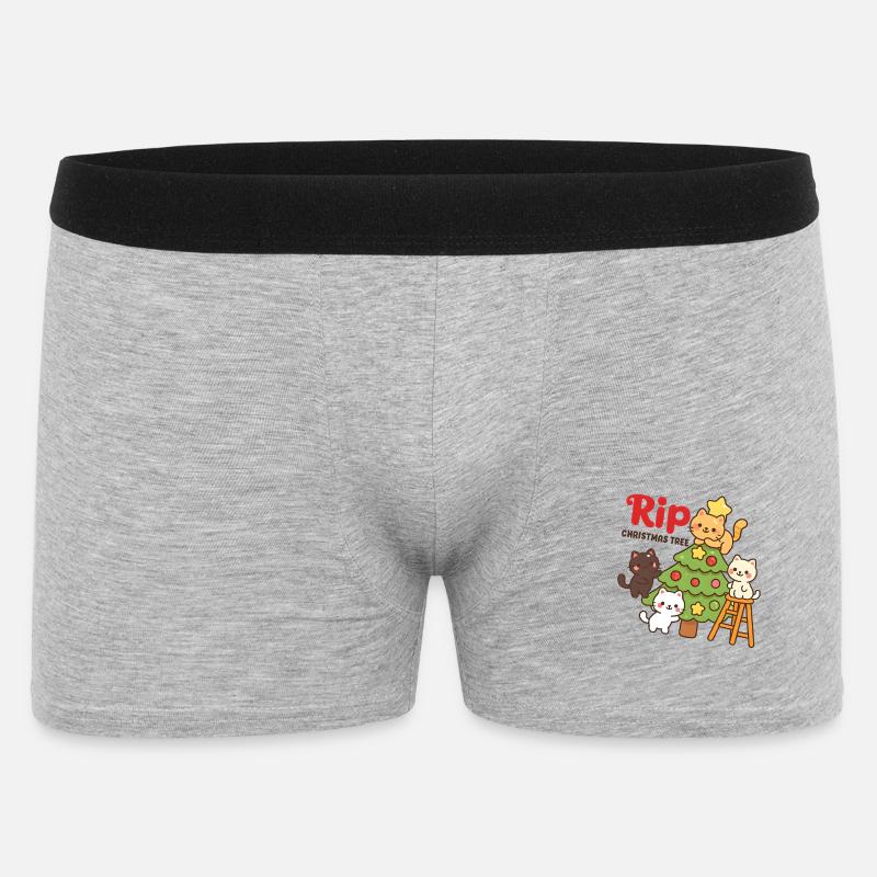 RIP Weihnachtsbaum Katzen, Kätzchen - Männer Boxer Shorts - Grau meliert