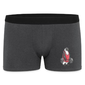Penguin Bodybuilder Barbell Bodybuilding - Men's Boxer Shorts - charcoal grey - Front