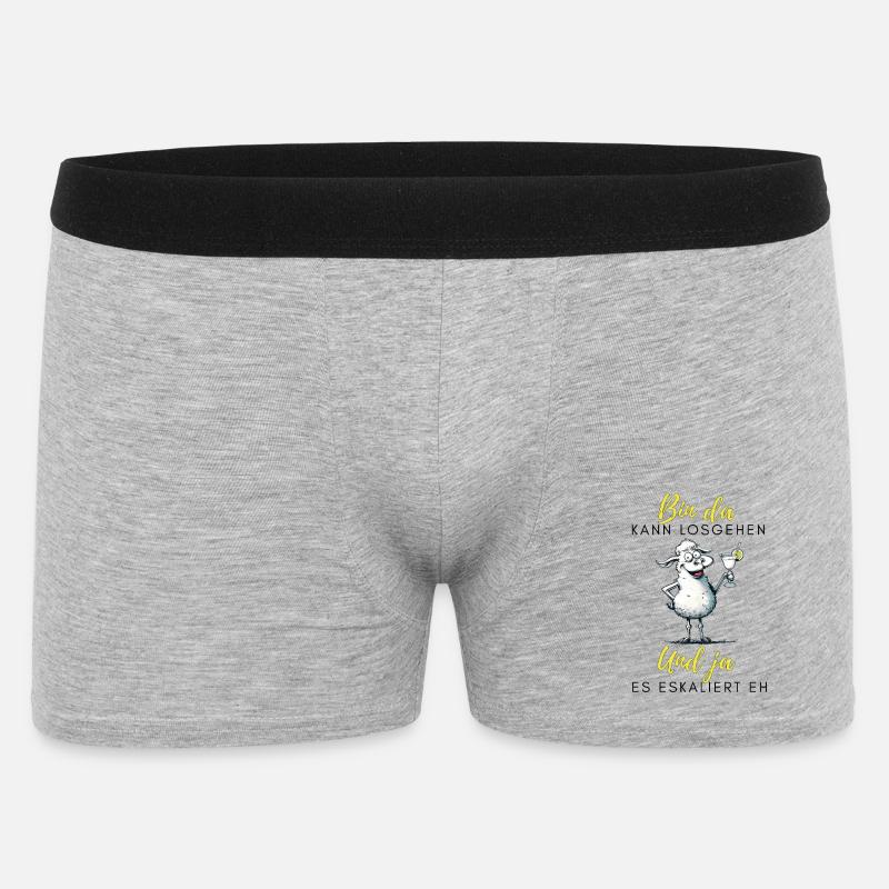 Bin da Und ja Partyschaf - Männer Boxer Shorts - Grau meliert