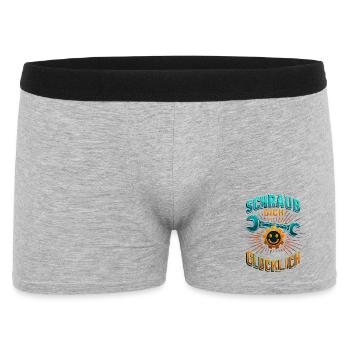 Schraub dich glücklich Schrauber Shirt Motorrad  - Männer Boxer Shorts - Grau meliert - Vorne