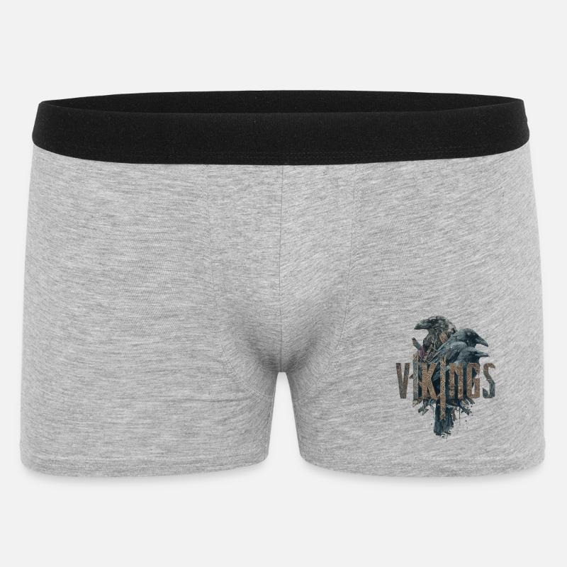 Odin-Crows-Vikings-Sword-Edda - Männer Boxer Shorts - Grau meliert
