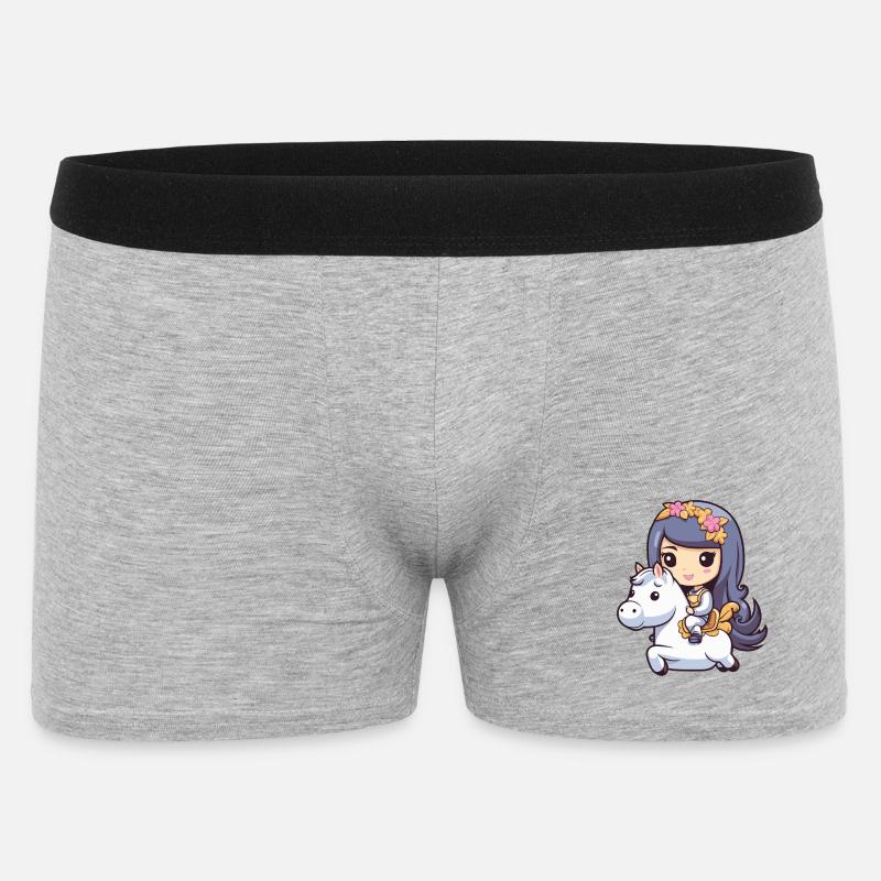 Prinzessin Pferd Comic - Männer Boxer Shorts - Grau meliert