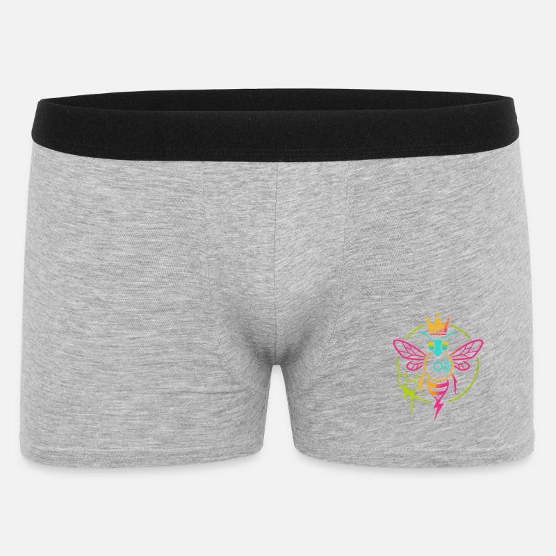 Neon Queen Bee, Electro Hive Beats - Männer Boxer Shorts - Grau meliert