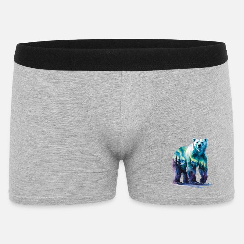 Wasserfarbener Polarbär Waldlandschaft - Männer Boxer Shorts - Grau meliert