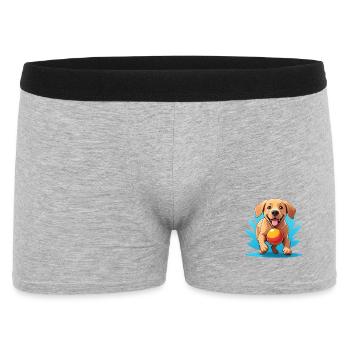 Cheerful Dog with Ball Cartoon - Men's Boxer Shorts - heather grey - Front