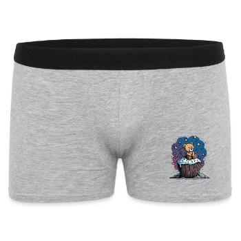 Kuschelbär auf Cupcake im Weltraum - Männer Boxer Shorts - Grau meliert - Vorne