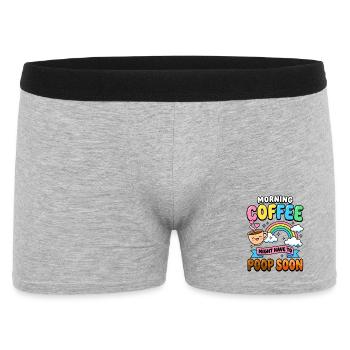 Morning Coffee Muss wohl bald aufs Klo Lustig  - Männer Boxer Shorts - Grau meliert - Vorne