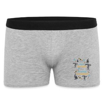 Forschergeist: Wer sucht findet. Wer drauftritt... - Männer Boxer Shorts - Grau meliert - Vorne