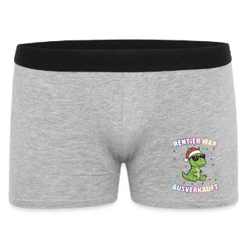 Weihnachtsdino mit Sonnenbrille - Männer Boxer Shorts - Grau meliert - Vorne