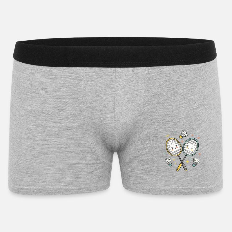 Lachende Badmintonfreunde - Männer Boxer Shorts - Grau meliert