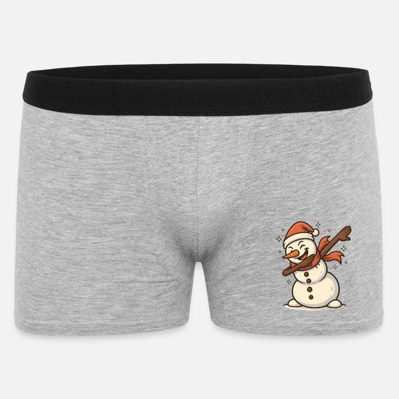 Cooler Schneemann Dab - Männer Boxer Shorts - Grau meliert