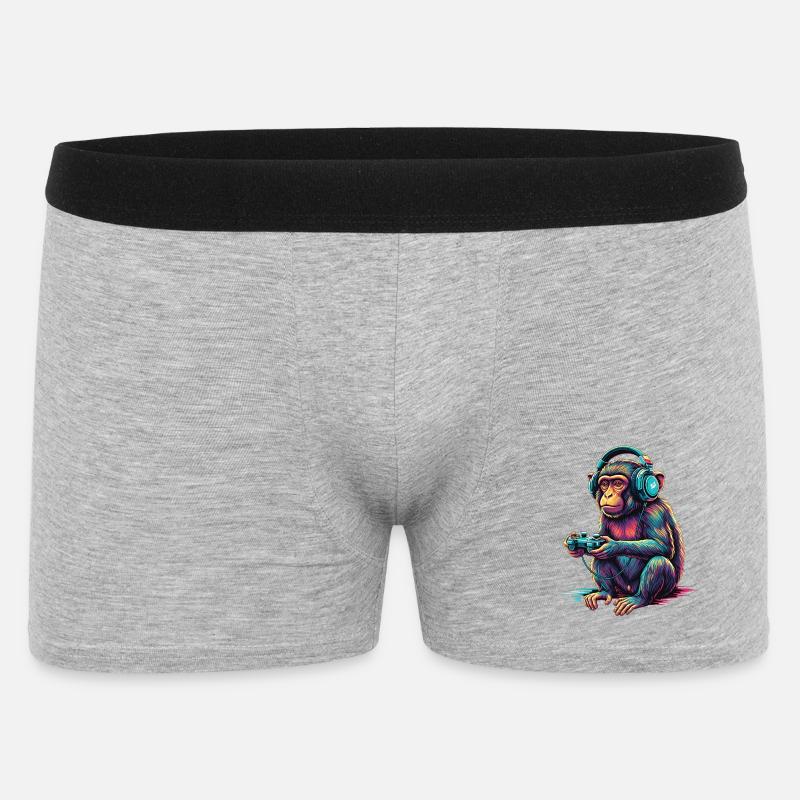 Affe Gaming Tier Videospiele Lustiger Affe - Männer Boxer Shorts - Grau meliert