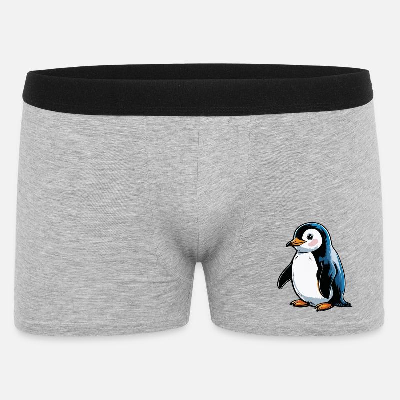 Comic-Pinguin Blauton - Männer Boxer Shorts - Grau meliert