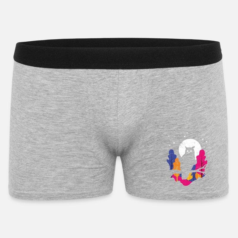 Nachteule im Regenbogenwald - Männer Boxer Shorts - Grau meliert
