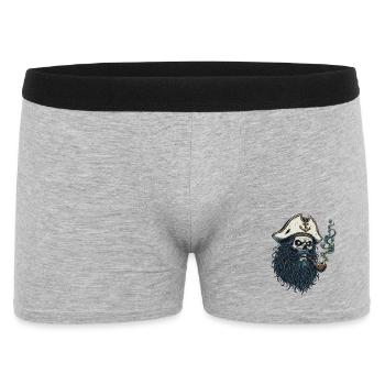 Kapitän Totenkopf Seemann Nautik Meer See Boot - Männer Boxer Shorts - Grau meliert - Vorne