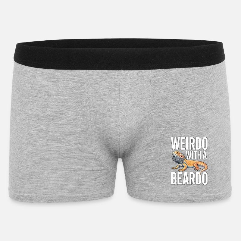 Weirdo mit Bartkind - Männer Boxer Shorts - Grau meliert
