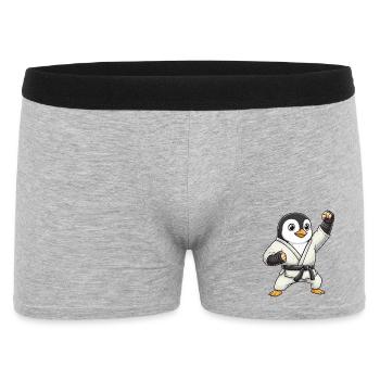 Cute Penguin Karate Martial Arts Funny Cartoon - Men's Boxer Shorts - heather grey - Front