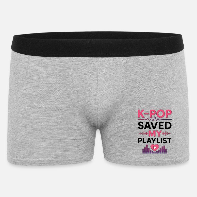 K-Pop Saved My Playlist - Männer Boxer Shorts - Grau meliert