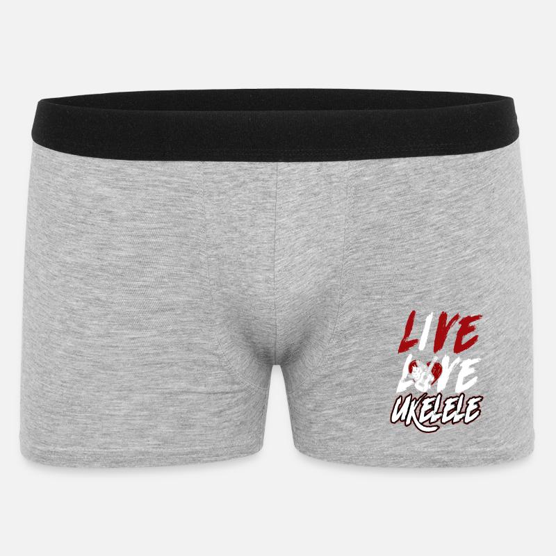 Hawaiian Ukulele Uke Live Love - Männer Boxer Shorts - Grau meliert